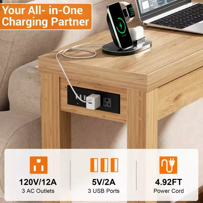 Besiost 63-In Console Tables with Charging Station, Entryway Table