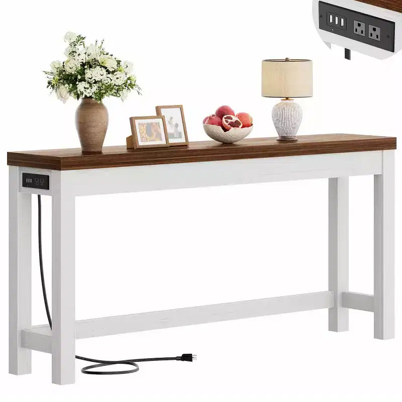 Besiost 63-In Console Tables with Charging Station, Entryway Table
