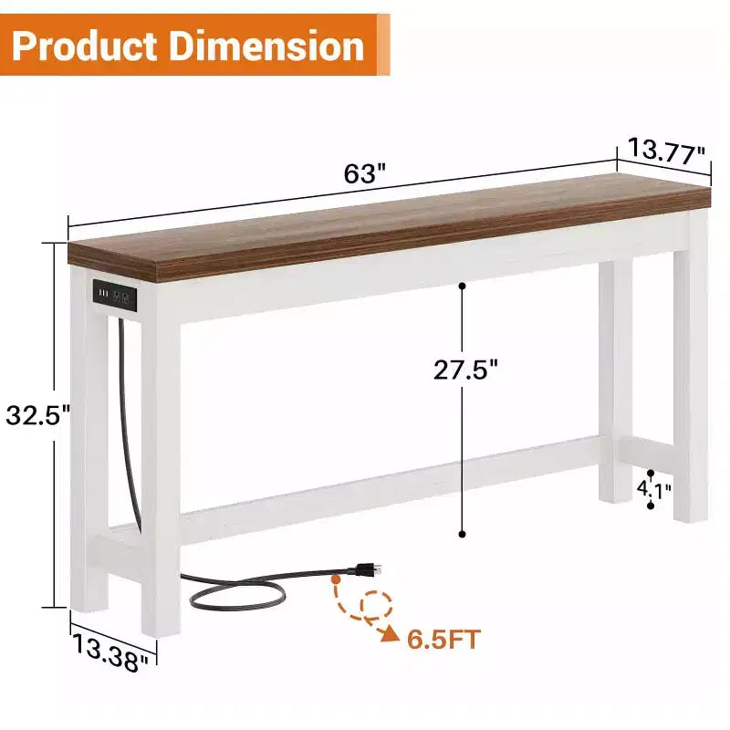 Besiost 63-In Console Tables with Charging Station, Entryway Table