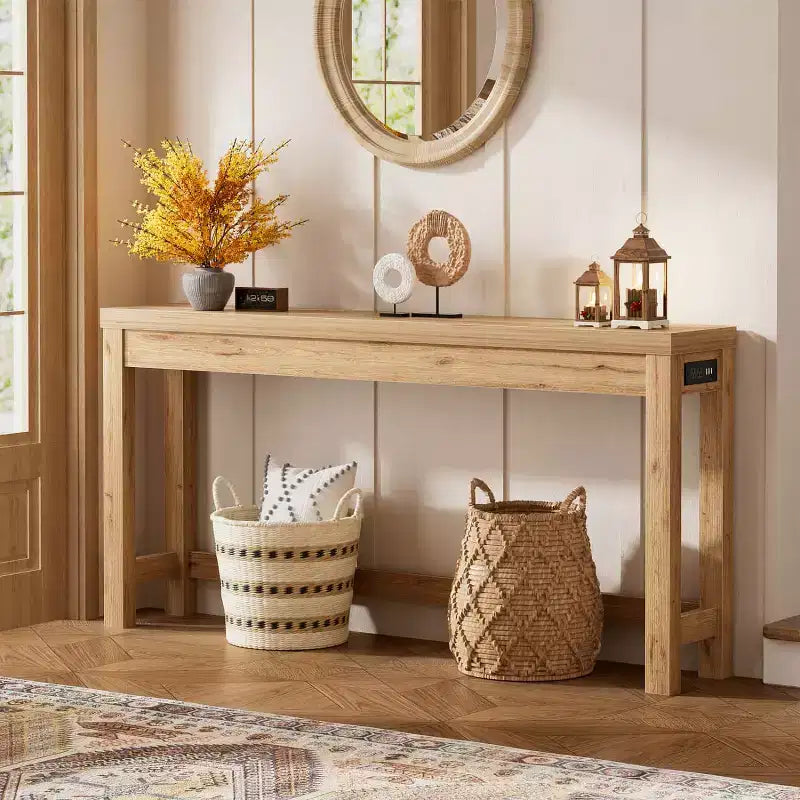 Besiost 63-In Console Tables with Charging Station, Entryway Table