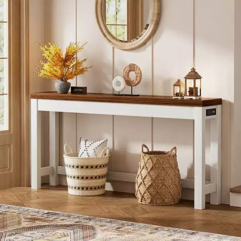 Besiost Console de 160 cm avec station de charge, Table d'entrée