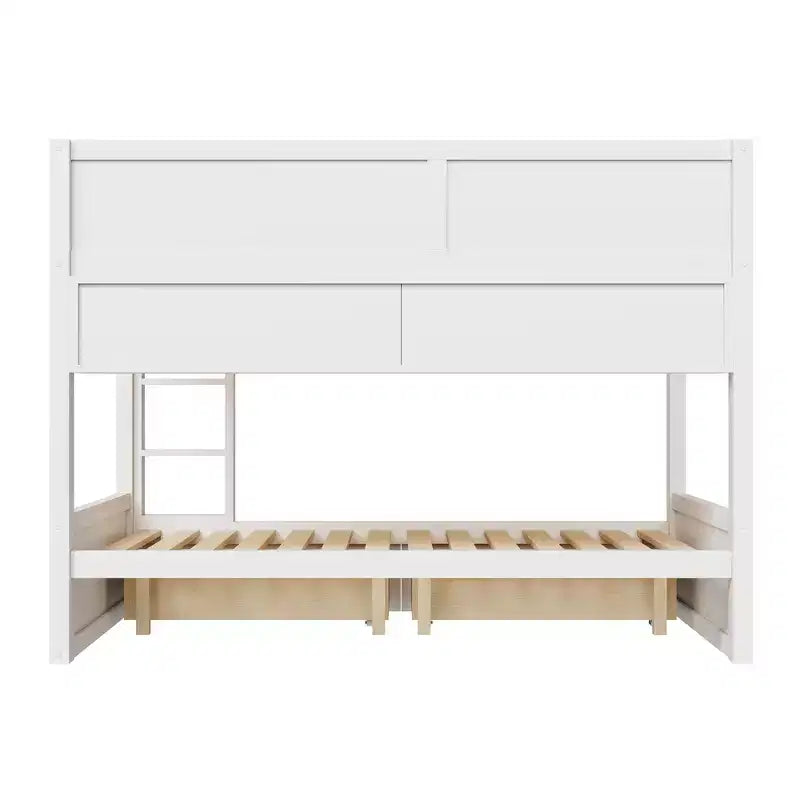 Whisen Full XL over Full XL Bunk Bed with Storage Cabinets and 2 Drawers