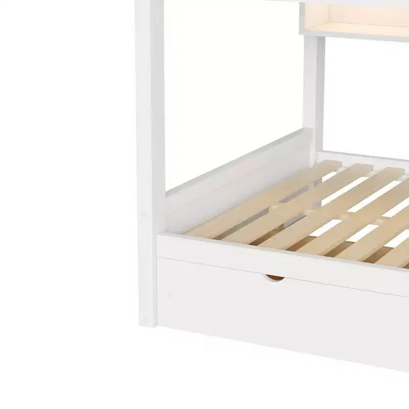 Whisen Full XL over Full XL Bunk Bed with Storage Cabinets and 2 Drawers