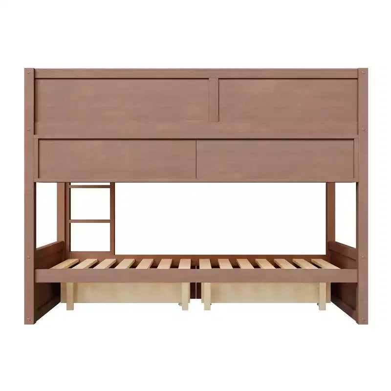 Whisen Full XL over Full XL Bunk Bed with Storage Cabinets and 2 Drawers
