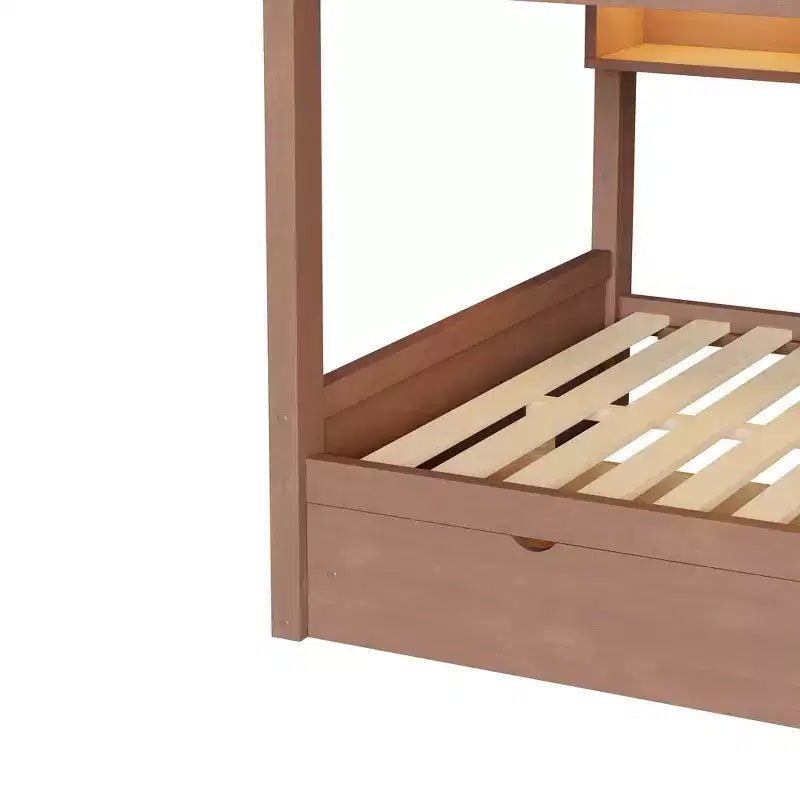 Whisen Full XL over Full XL Bunk Bed with Storage Cabinets and 2 Drawers