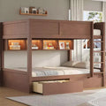 Whisen Full XL over Full XL Bunk Bed with Storage Cabinets and 2 Drawers