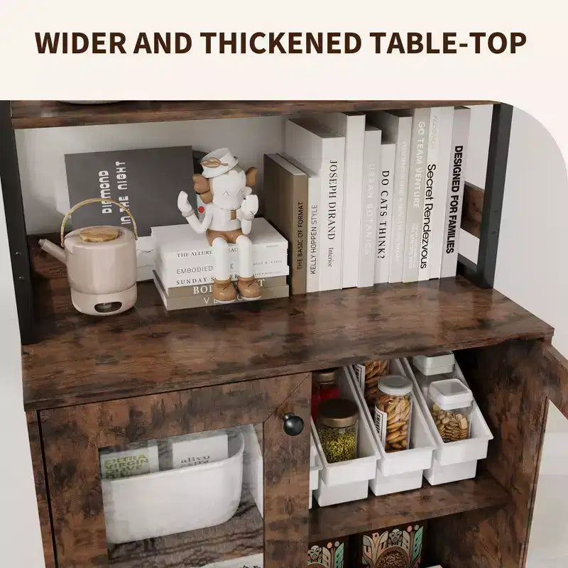 67 Tall Kitchen Pantry Cabinet, Freestanding Wine Bar Cabinet, Wooden Coffee Bar Hutch for Living Room Kitchen Bathroom
