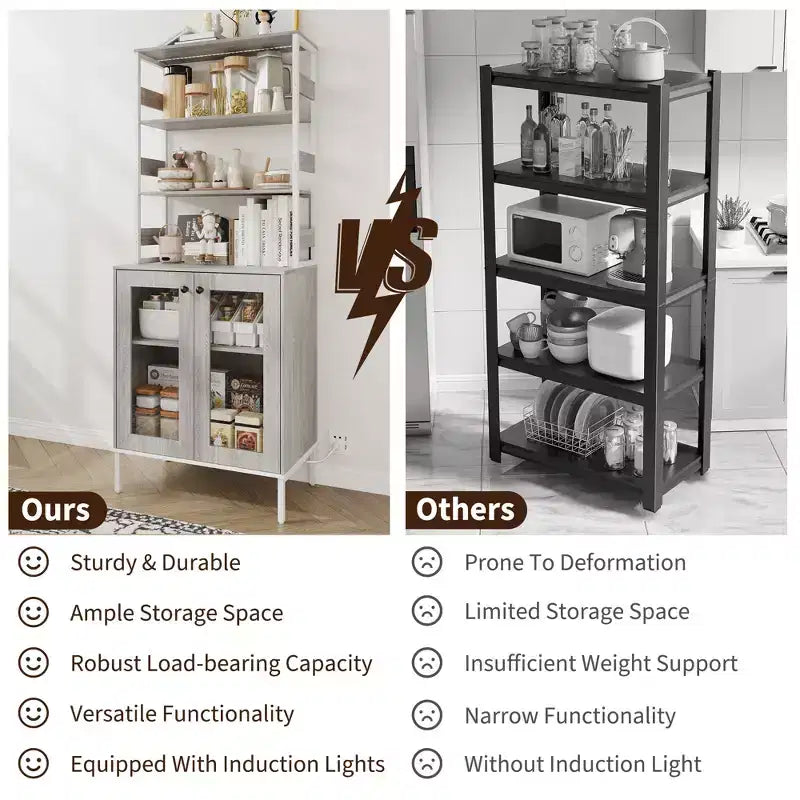 67 Tall Kitchen Pantry Cabinet, Freestanding Wine Bar Cabinet, Wooden Coffee Bar Hutch for Living Room Kitchen Bathroom