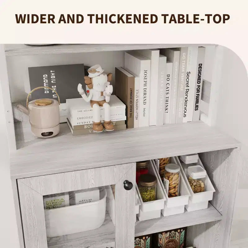 67 Tall Kitchen Pantry Cabinet, Freestanding Wine Bar Cabinet, Wooden Coffee Bar Hutch for Living Room Kitchen Bathroom