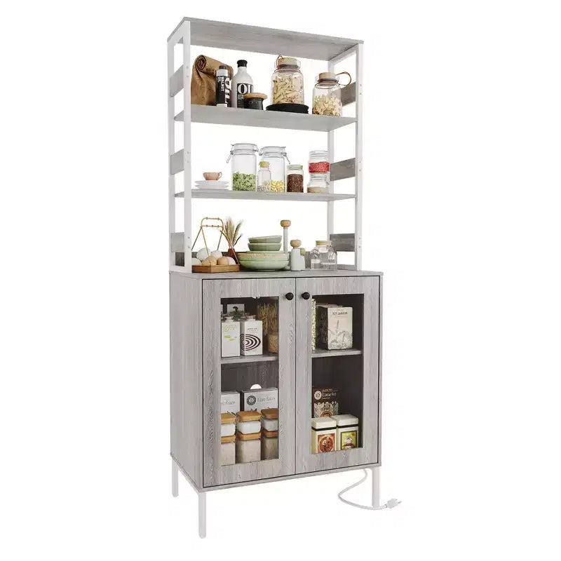 67 Tall Kitchen Pantry Cabinet, Freestanding Wine Bar Cabinet, Wooden Coffee Bar Hutch for Living Room Kitchen Bathroom
