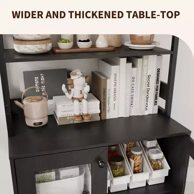 67 Tall Kitchen Pantry Cabinet, Freestanding Wine Bar Cabinet, Wooden Coffee Bar Hutch for Living Room Kitchen Bathroom
