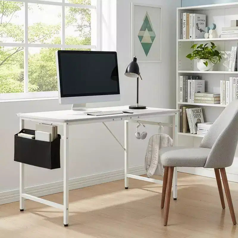 Karl Home 47.2 Computer Desk for Home Office - Study Writing Desk with Storage, Side Hooks & Adjustable Feet