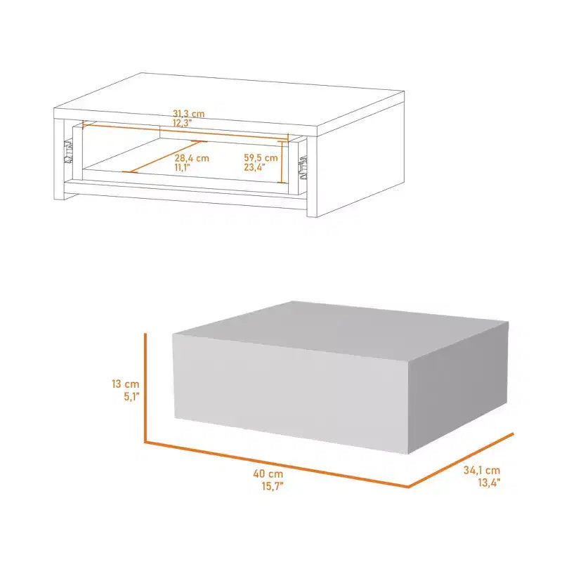 HomeRoots 5 White Wood One Drawer Floating Nightstand