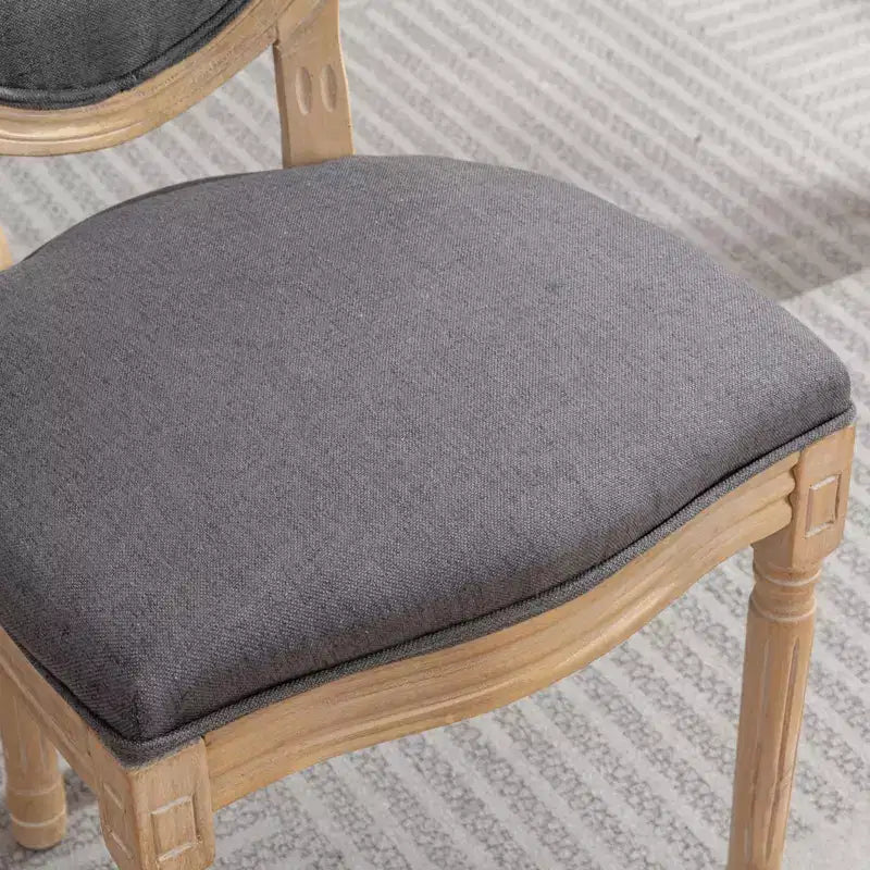 Homy Casa Set of 2 Upholstered Round Back Dining Chairs with Solid Wood Frame