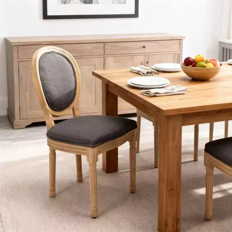 Homy Casa Set of 2 Upholstered Round Back Dining Chairs with Solid Wood Frame