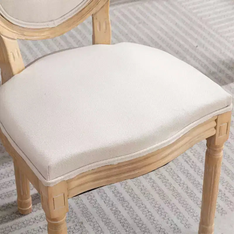 Homy Casa Set of 2 Upholstered Round Back Dining Chairs with Solid Wood Frame