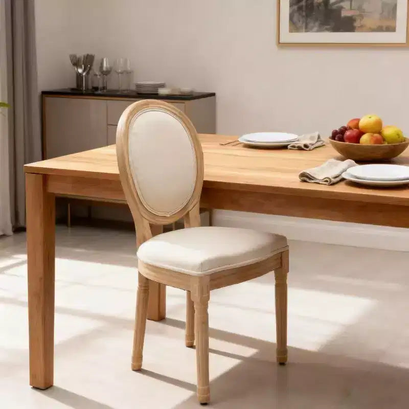 Homy Casa Set of 2 Upholstered Round Back Dining Chairs with Solid Wood Frame