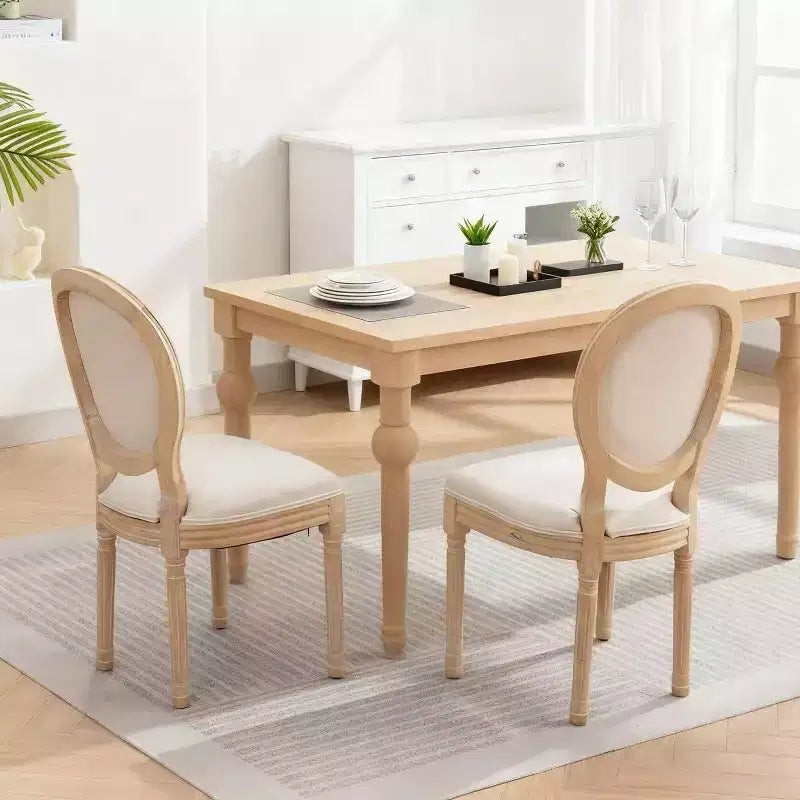 Homy Casa Set of 2 Upholstered Round Back Dining Chairs with Solid Wood Frame