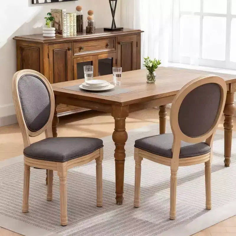 Lot de 2 chaises de salle à manger Homy Casa avec dossier rond rembourré et cadre en bois massif