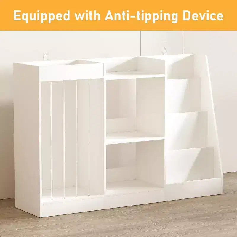 JVNOXK Children's Bookshelf and Toy Storage Rack Three-Tier Kids' Room Bookshelf Hanging Basket Baby Bookshelf with Plush Toy Storage Area