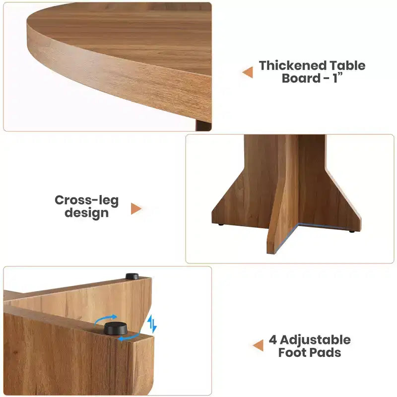 Round Dining Table for 4-6 People, 47 Wood Kitchen Dinner Table with Pedestal Base, Modern Circle Table for Living Room, Kitchen, No Chair