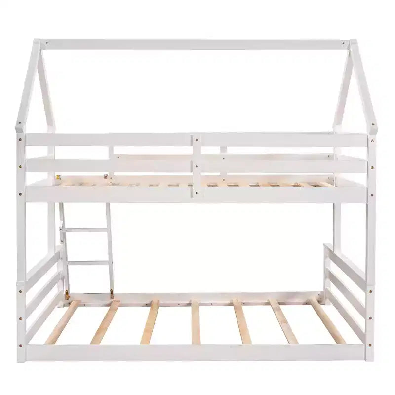 Luxystar Twin over Full House Bunk Bed with Ladder, Detachable into 2 Beds