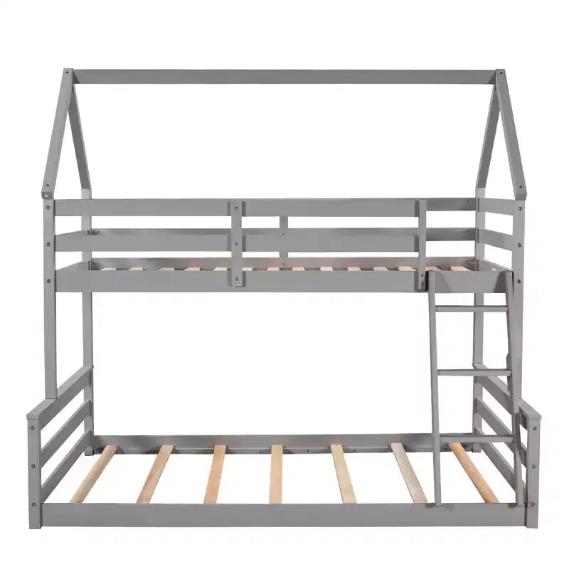 Luxystar Twin over Full House Bunk Bed with Ladder, Detachable into 2 Beds