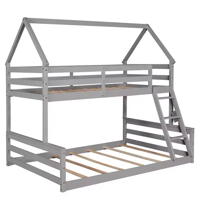 Luxystar Twin over Full House Bunk Bed with Ladder, Detachable into 2 Beds