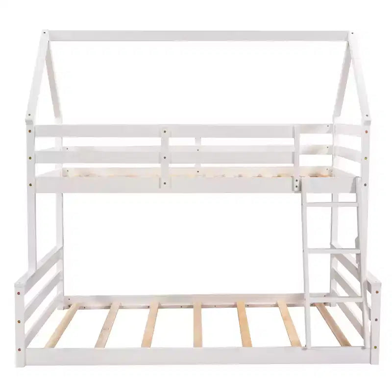 Luxystar Twin over Full House Bunk Bed with Ladder, Detachable into 2 Beds