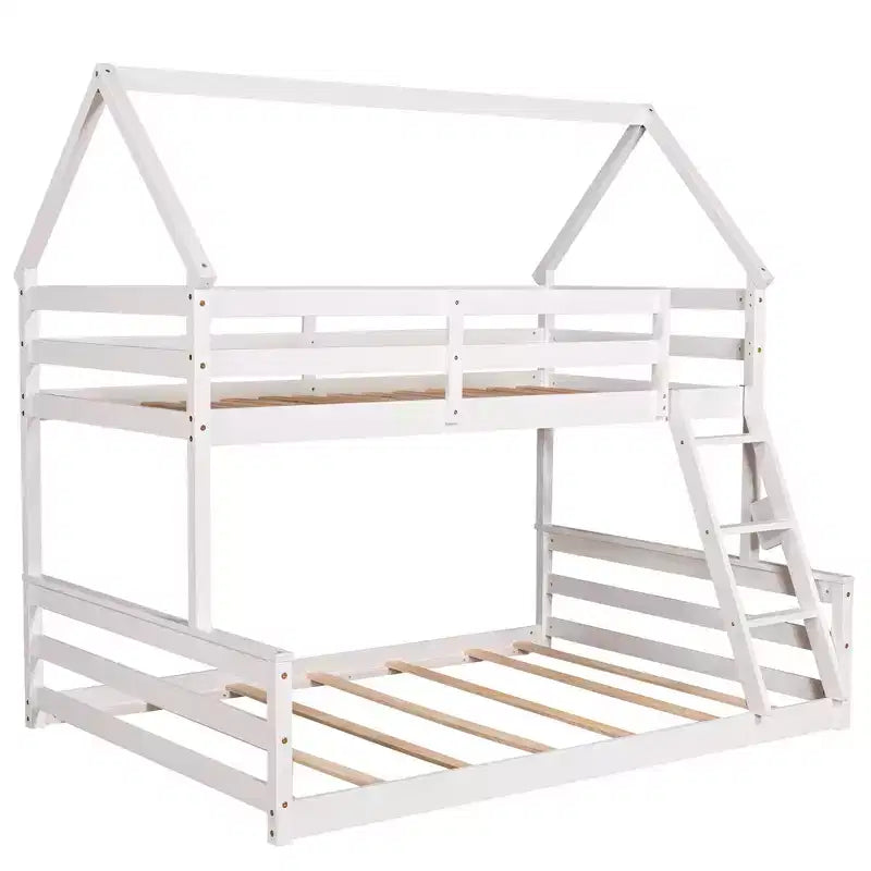 Luxystar Twin over Full House Bunk Bed with Ladder, Detachable into 2 Beds