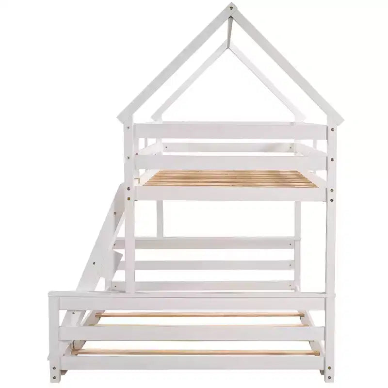 Luxystar Twin over Full House Bunk Bed with Ladder, Detachable into 2 Beds