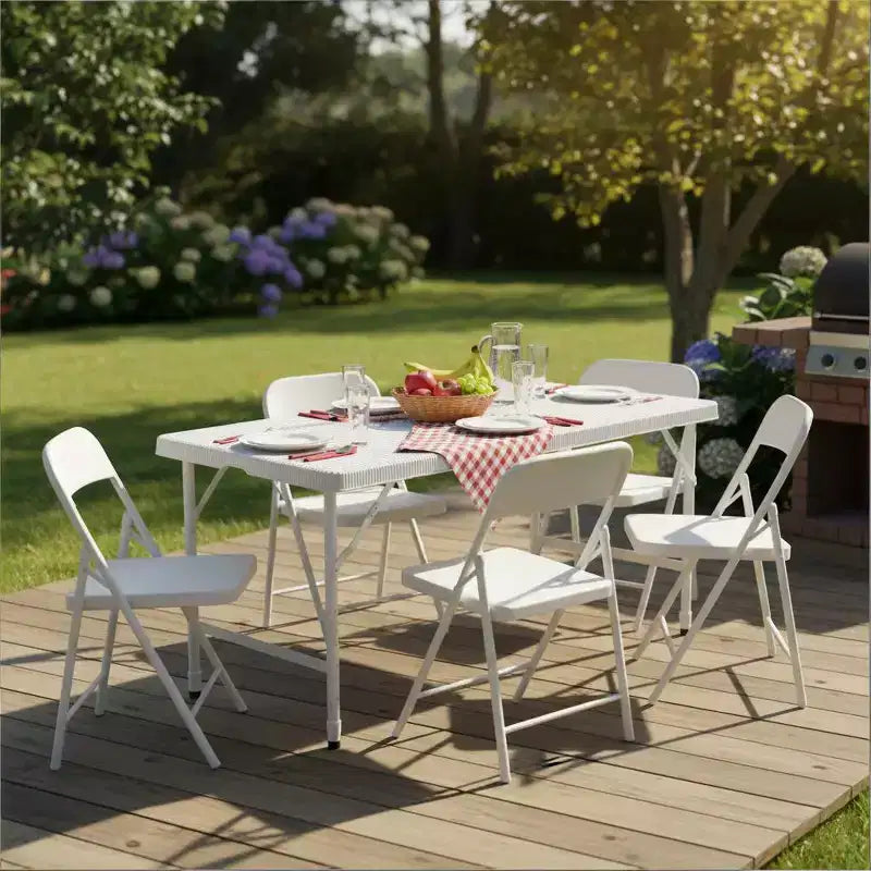 4ft Portable Folding Table - Heavy-Duty 135KG Capacity Indoor Outdoor Table for Camping, Patio, Picnic & Events, Black