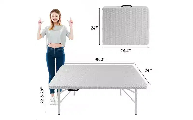 4ft Portable Folding Table - Heavy-Duty 135KG Capacity Indoor Outdoor Table for Camping, Patio, Picnic & Events, Black
