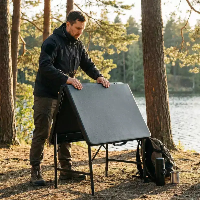 4ft Portable Folding Table - Heavy-Duty 135KG Capacity Indoor Outdoor Table for Camping, Patio, Picnic & Events, Black