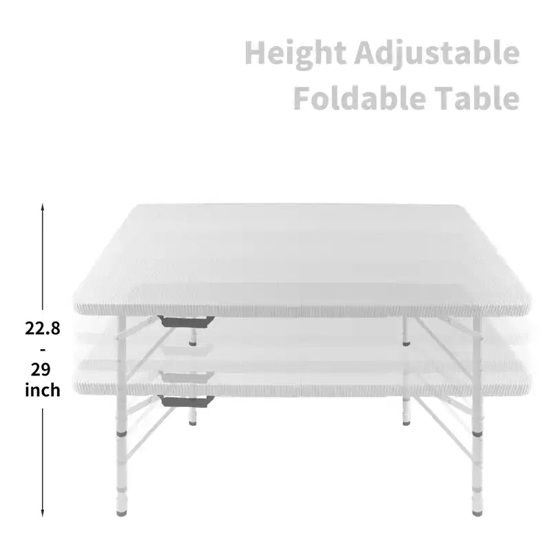 4ft Portable Folding Table - Heavy-Duty 135KG Capacity Indoor Outdoor Table for Camping, Patio, Picnic & Events, Black