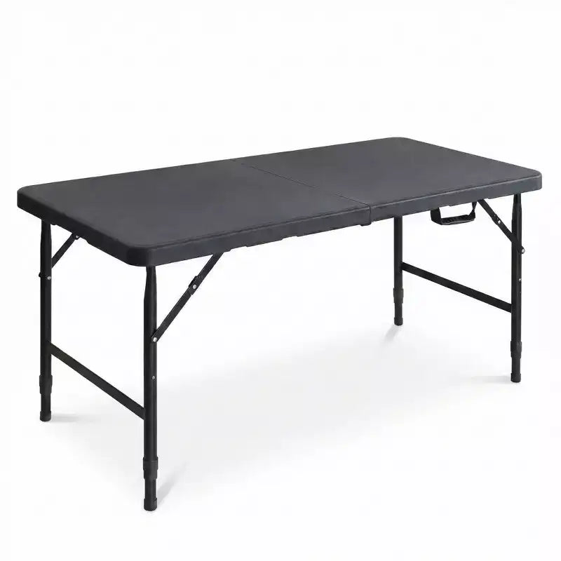 4ft Portable Folding Table - Heavy-Duty 135KG Capacity Indoor Outdoor Table for Camping, Patio, Picnic & Events, Black
