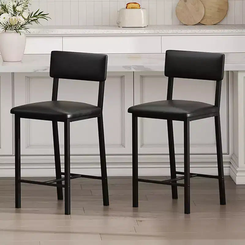 Coolmee Bar Stools Set of 2, Kitchen Barstools with Thick Cushion, 25 in Counter Height Bar Stools with Backrest and Footrest, for Dining Room