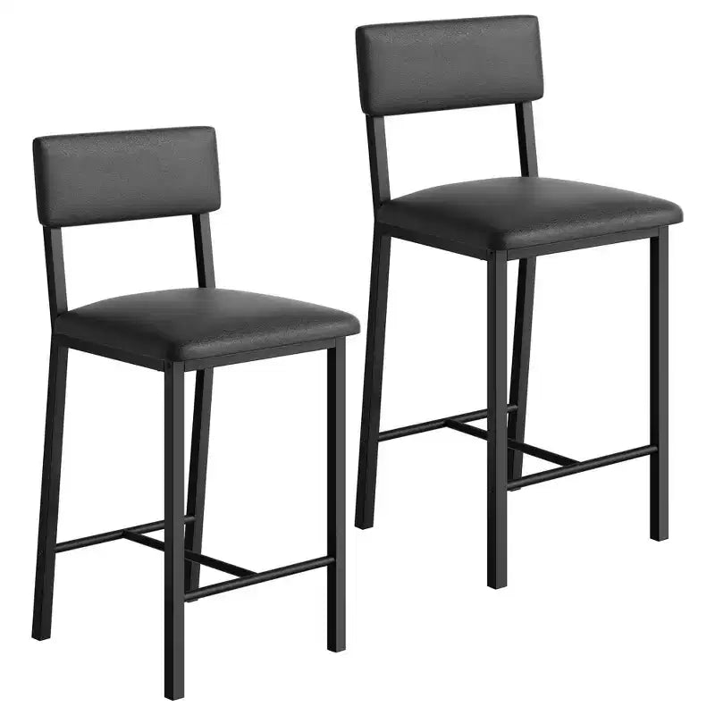 Coolmee Bar Stools Set of 2, Kitchen Barstools with Thick Cushion, 25 in Counter Height Bar Stools with Backrest and Footrest, for Dining Room