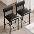 Coolmee Bar Stools Set of 2, Kitchen Barstools with Thick Cushion, 25 in Counter Height Bar Stools with Backrest and Footrest, for Dining Room