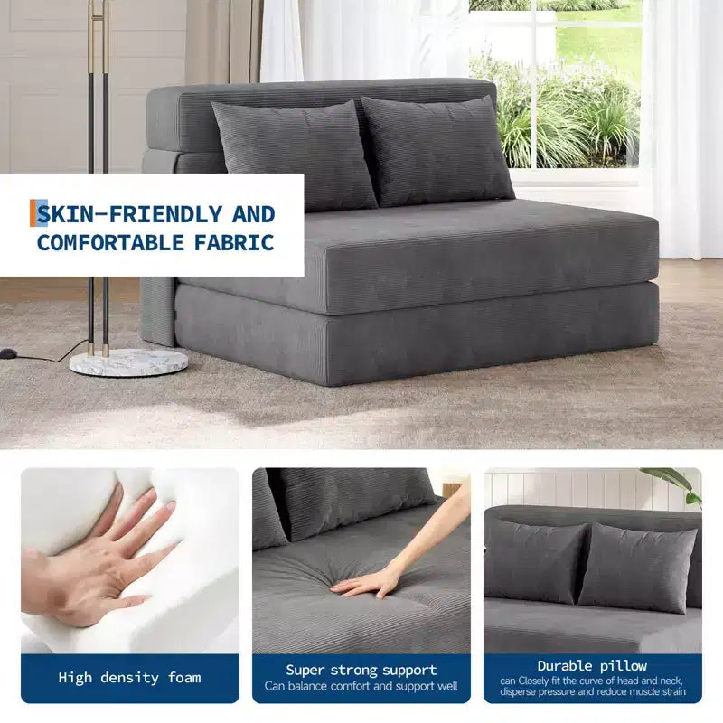 COZONY 4-in-1 Folding Sofa Bed & Sleeper Chair, 72/76L Convertible Loveseat, Tufted Floor Lounger