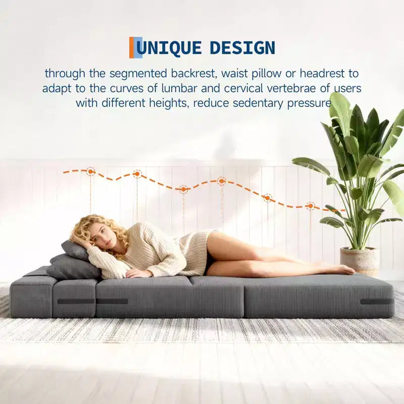 COZONY 4-in-1 Folding Sofa Bed & Sleeper Chair, 72/76L Convertible Loveseat, Tufted Floor Lounger