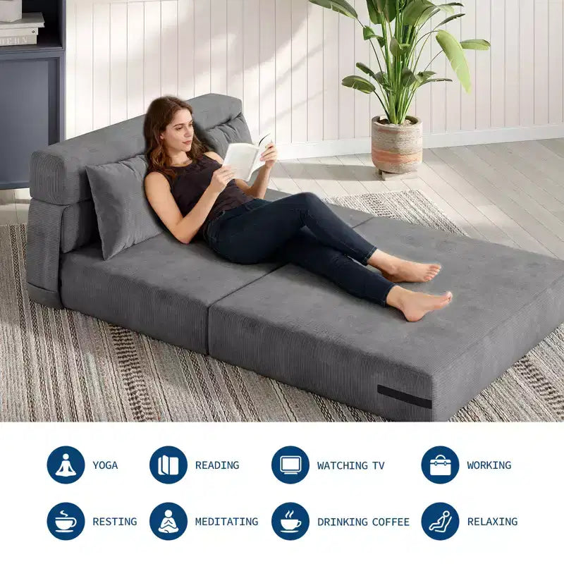 COZONY 4-in-1 Folding Sofa Bed & Sleeper Chair, 72/76L Convertible Loveseat, Tufted Floor Lounger