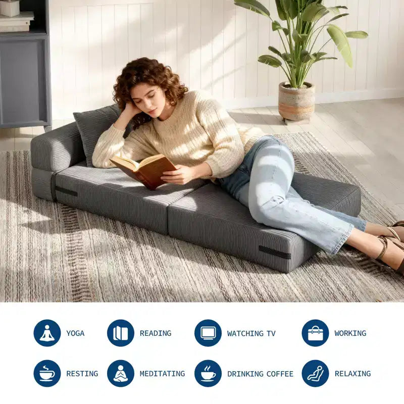 COZONY 4-in-1 Folding Sofa Bed & Sleeper Chair, 72/76L Convertible Loveseat, Tufted Floor Lounger