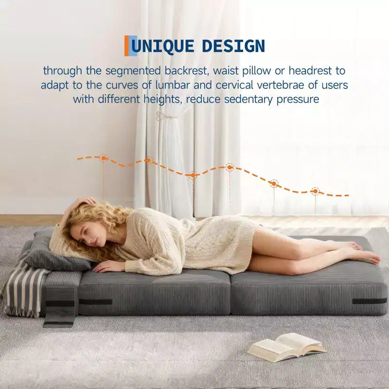 COZONY 4-in-1 Folding Sofa Bed & Sleeper Chair, 72/76L Convertible Loveseat, Tufted Floor Lounger