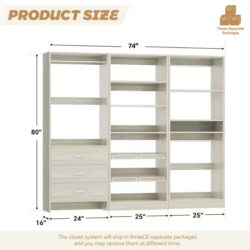 Besiost Closet System with Drawers and Shoe Racks