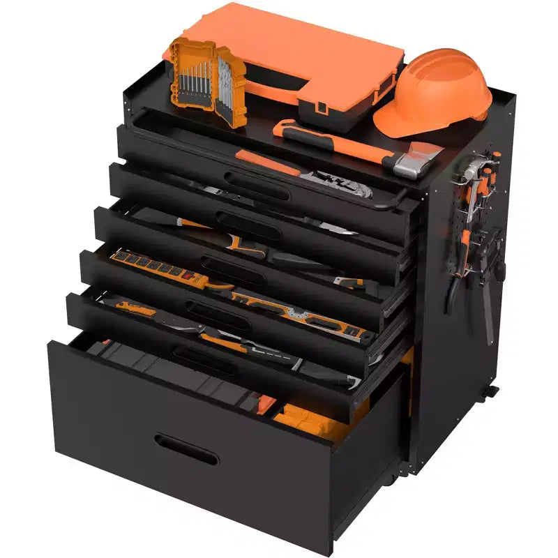 VIYET 34 6-Drawer Rolling Tool Chest - Heavy-Duty Steel Mobile Garage Cabinet & Small Parts Storage Organizer, Black