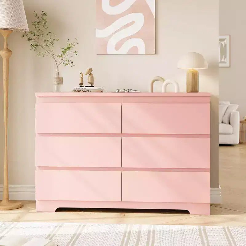 6 Drawer Dresser,Modern Chest of Drawers for Clothes Storage, Wood Storage Double Dresser for Bedroom, Living Room, Entryway