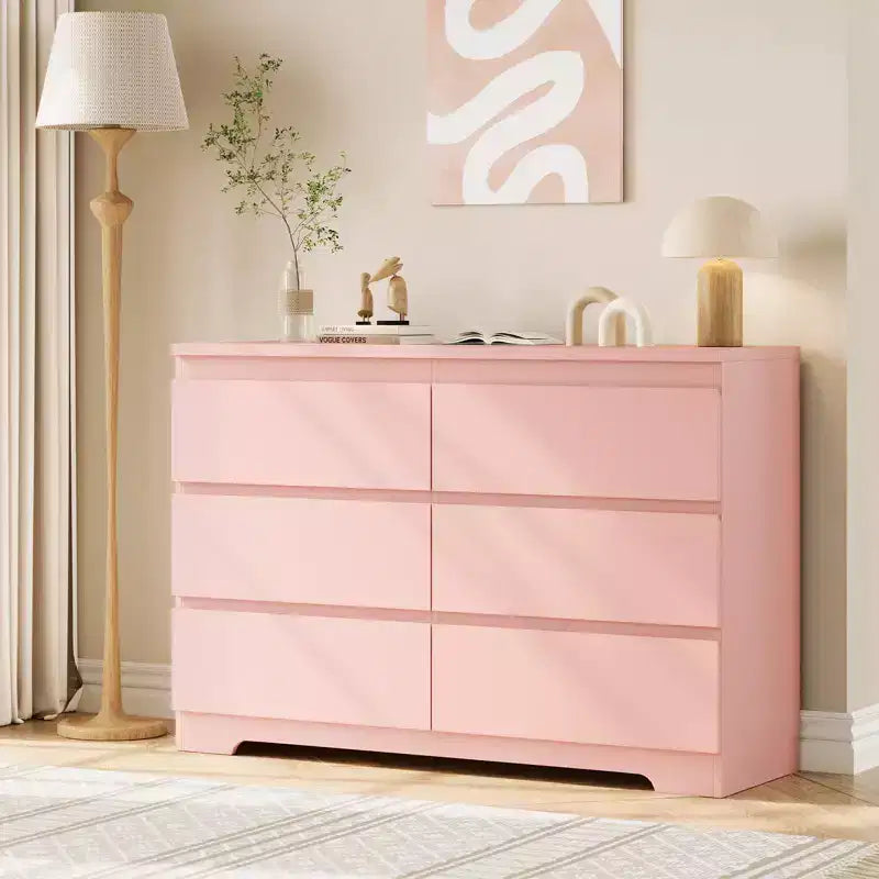 6 Drawer Dresser,Modern Chest of Drawers for Clothes Storage, Wood Storage Double Dresser for Bedroom, Living Room, Entryway