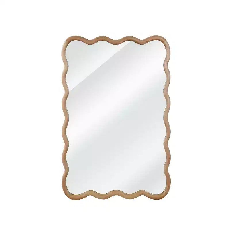 20 x 30 Wall Mirror with Solid Wood Frame, Wavy Rectangle Decorative Mirror for Bathroom, Bedroom, Living Room, Entryway-Panipeachy