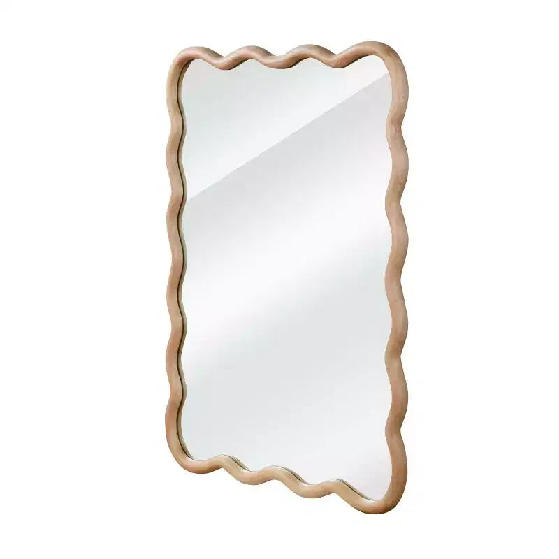 20 x 30 Wall Mirror with Solid Wood Frame, Wavy Rectangle Decorative Mirror for Bathroom, Bedroom, Living Room, Entryway-Panipeachy